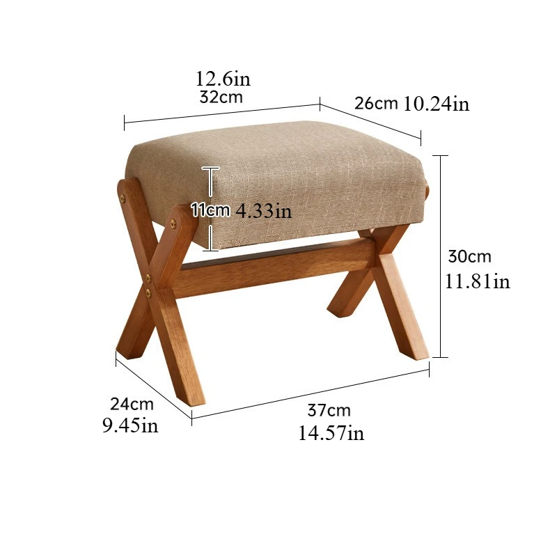 Solid Wood Footstool Soft Household Shoe Bench Doorway Stool Living Room Small Bench Sitting Stool for Bedside Dressing Room image 5