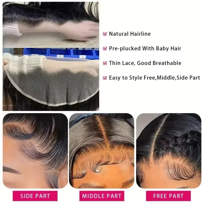 Brazilian Human Hair Bundles With Closure Body Wave Raw Virgin 3 4 Bundles With 4x4 5x5 HD Lace Closure Weave With 13x4 Frontal image 6
