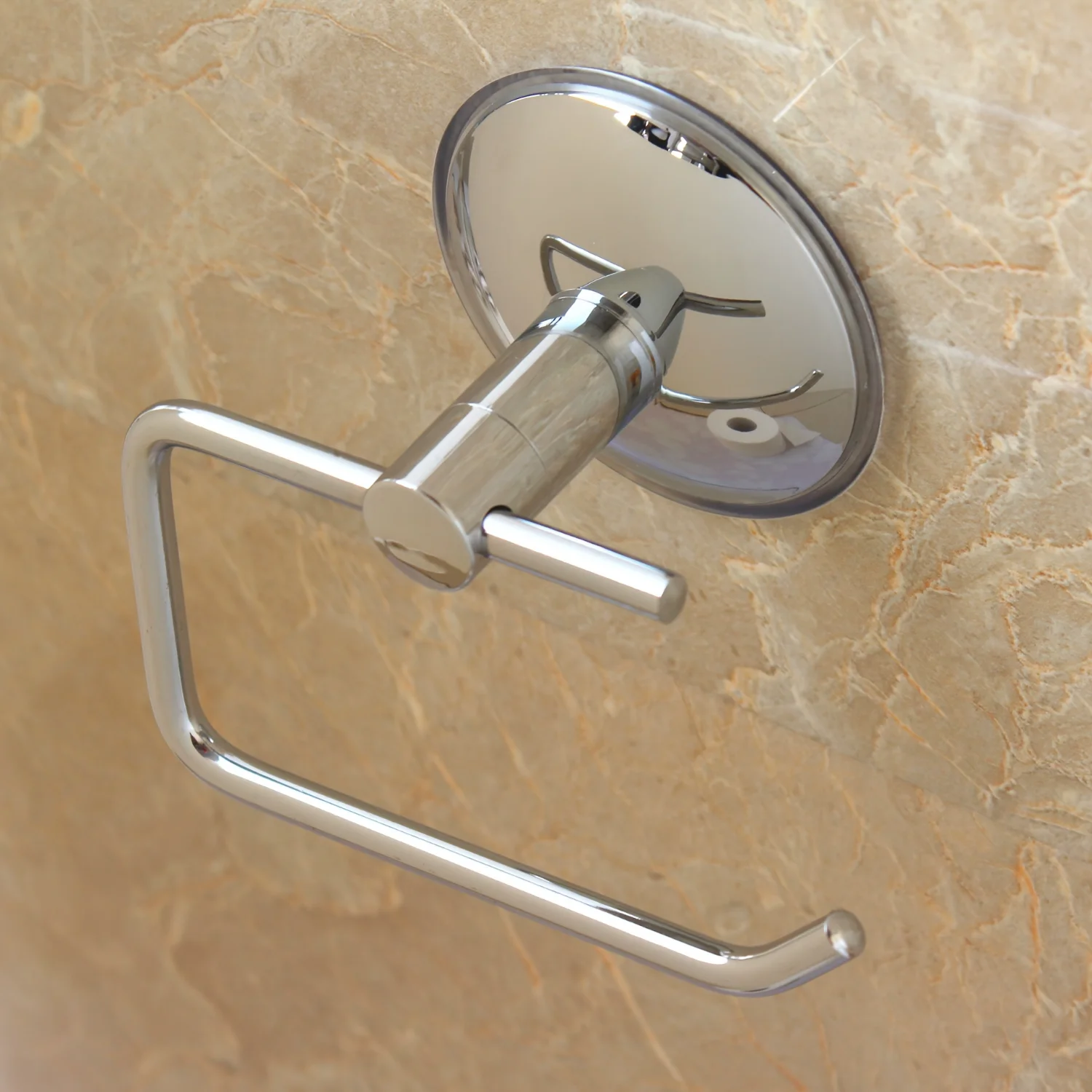 Stainless Steel Toilet Paper Holder - Suction Cup Bathroom Tissue Roll Hanger - Wall Mount Installation