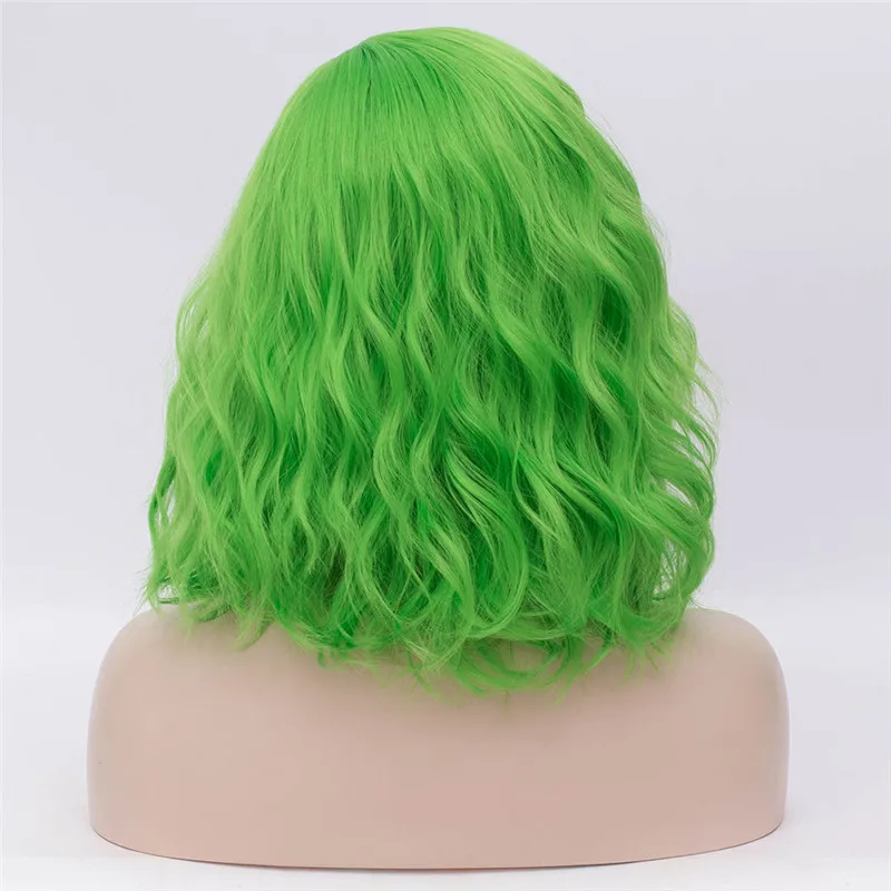 MSIWIGS donna parrucche verdi corti ricci resistenti al calore sintetici rosa blu rosso capelli per le donne bianche nere parrucche Cosplay Lolita