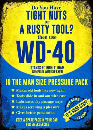 1p,Vintage Retro WD40 Spray Garage Tool Mechanic Motor Garden Metal Tin Plaque Sign