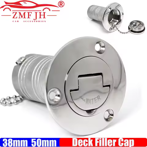 ZMFJH 90 Degree 38mm 50mm Deck Filler Caps for Marine Boat 316 Stainless Steel Deck Filler Key Cap GAS DIESEL FUEL WASTE WATER