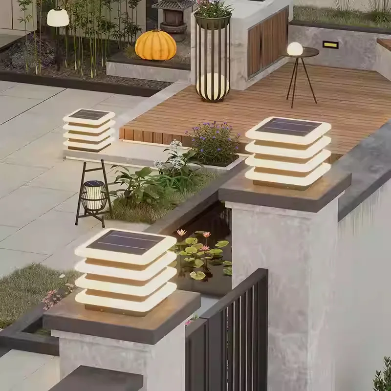 Lampada solare stigma Lampada da pilastro per porta villa impermeabile per esterni Lampada da pilastro da giardino