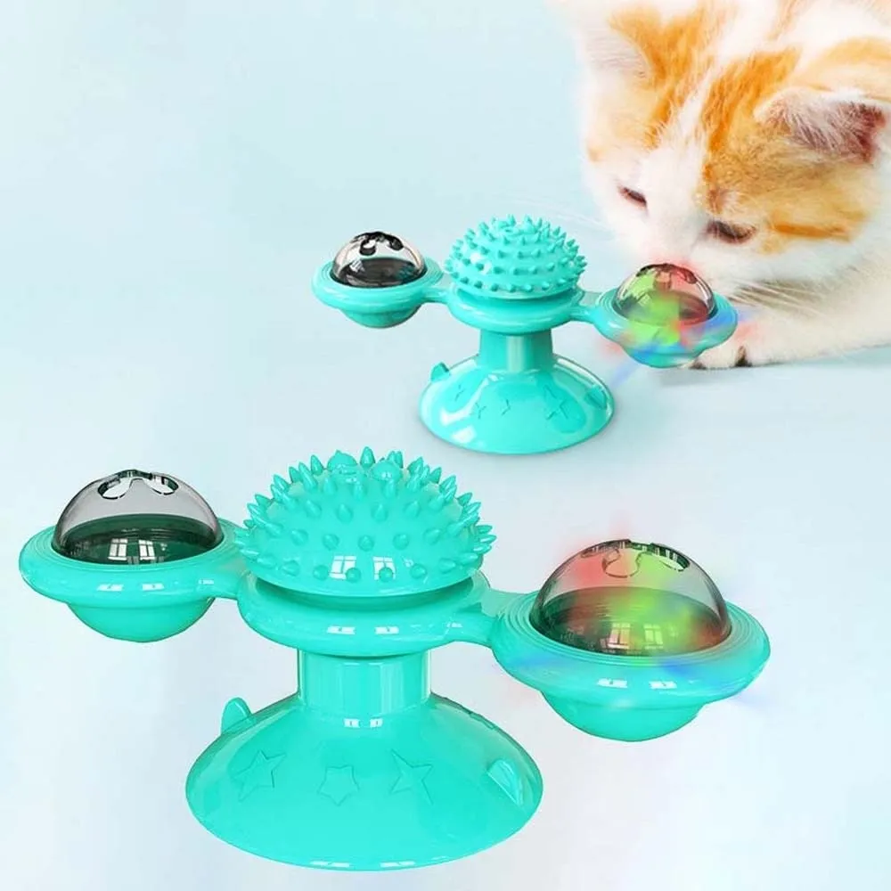 

Interactive Windmill Cat Toy Kitten Puppy TPR Pet Training Toy Glowing Rotating Button Cell Rotatable Plaything for Cat