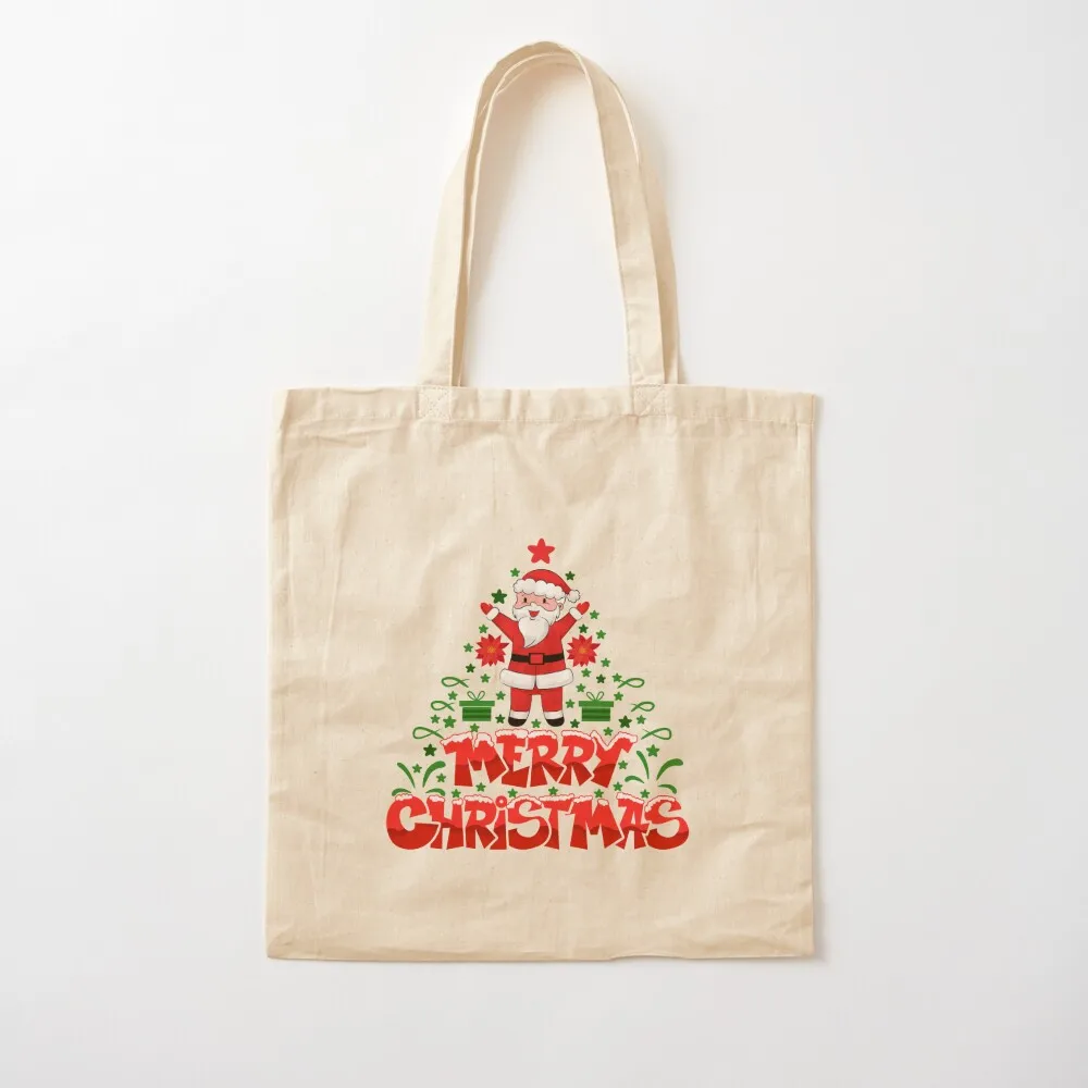 

Merry Christmas Santa Claus Tree Tote Bag custom fabric bag tote bag custom Canvas Tote