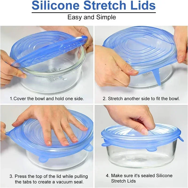 Silicone Stretch Lid Kitchen Accessories Can Be Reused Food Cover Plastic Wrap Cover Fresh-keeping Sealed Bowl Storage Home