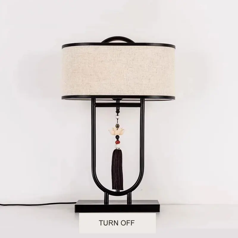 New Chinese Style Bedroom Bedside Desk Lamp Modern Hotel Living Room Creative Study Switching Fabric Table Lamp