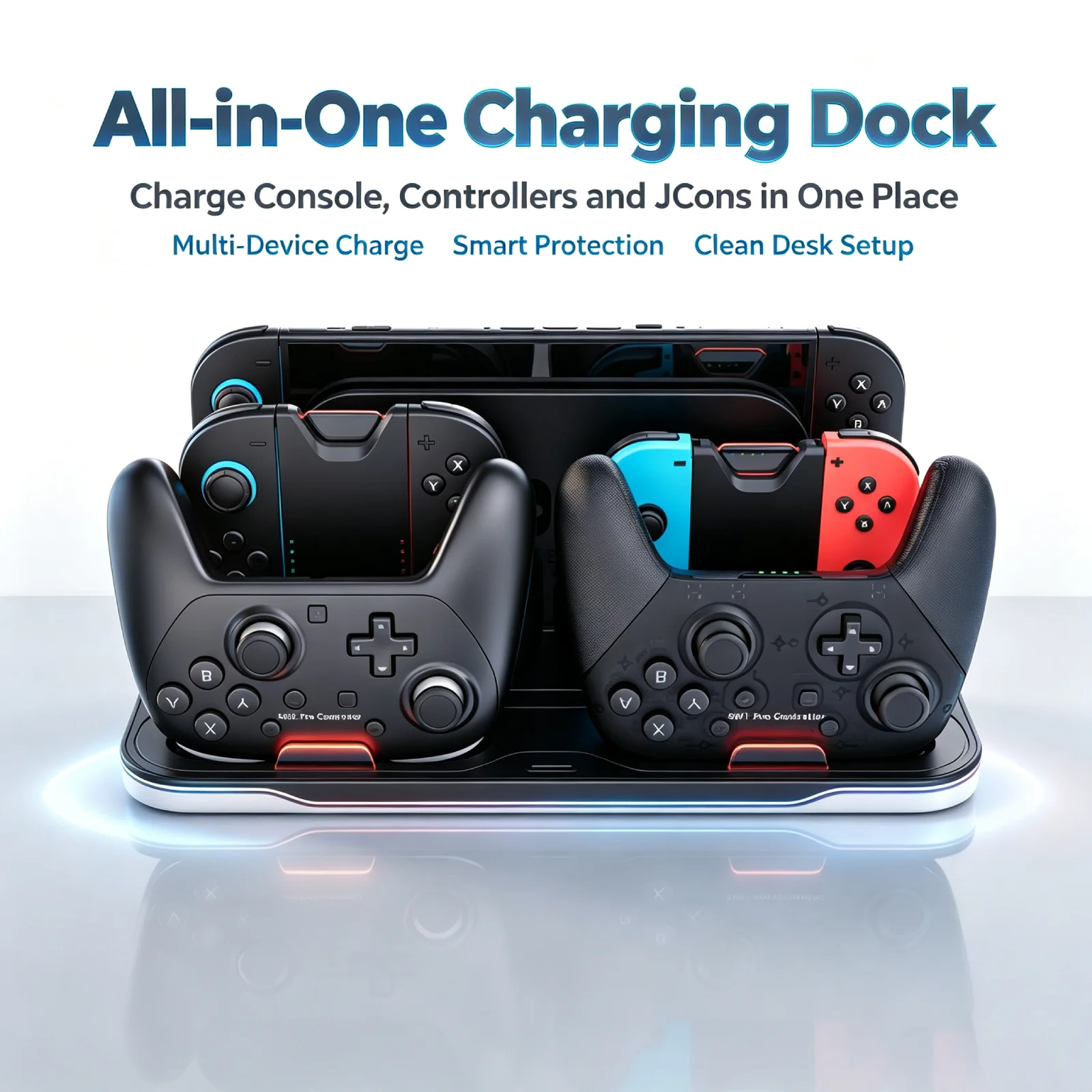 Multi-Function RGB Storage Dock for Nintendo Switch 2/Switch OLED Joy-Con Grip Charger Controller Stand Accessories