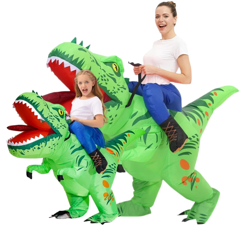 Cartoon Style Inflatable Dinosaur Costume for Adults and Kids Is Perfect for Holiday Party Role Play and Party Fun