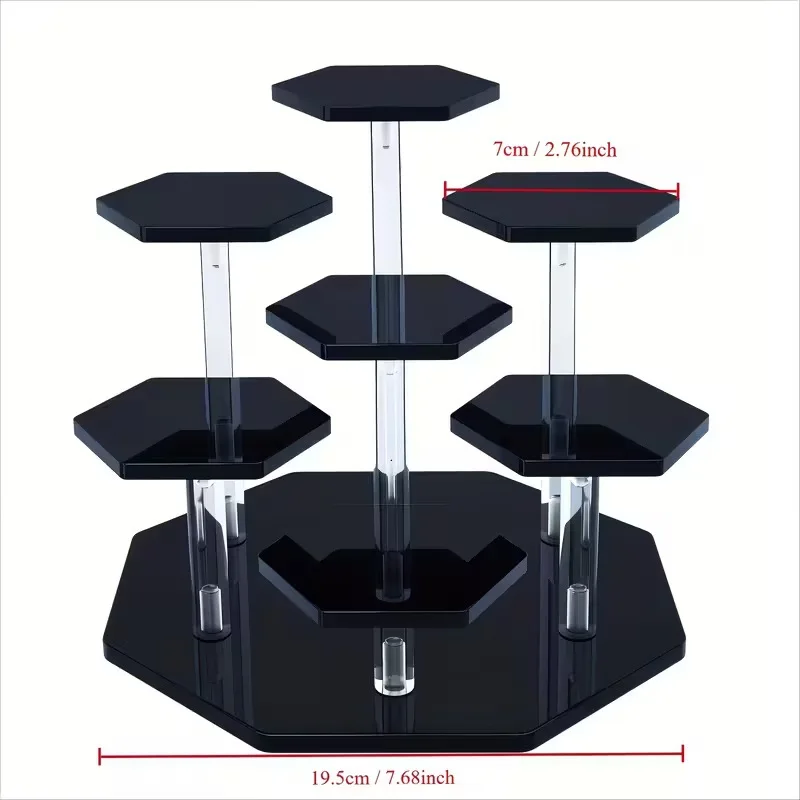 Clear Acrylic Hexagonal Display Rack Storage Stand For Doll Figures Jewelry Cosmetics Headset Collectibles Cupcake Dessert