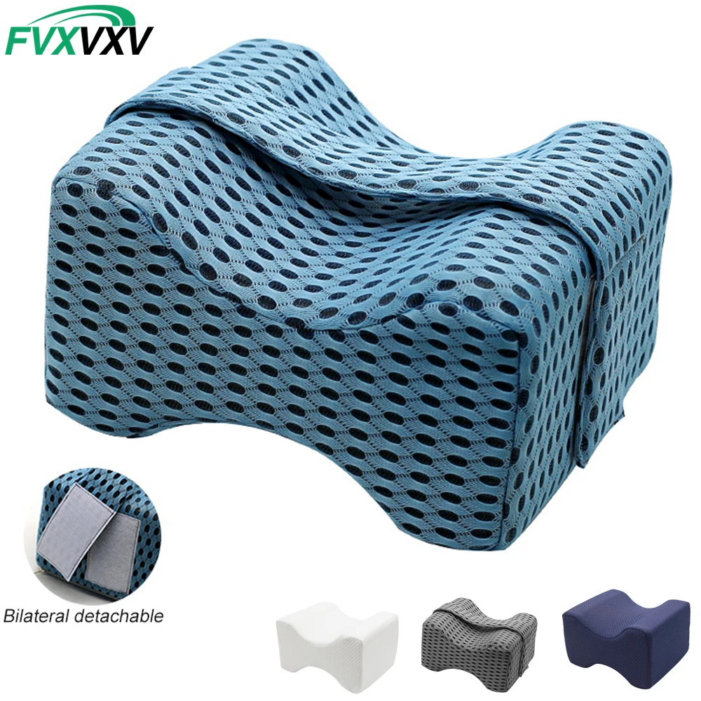 Knee Pillow for Side Sleepers - Memory Foam Wedge Contour - Spacer Cushion for Spine Alignment, Back Pain, Pregnancy Support