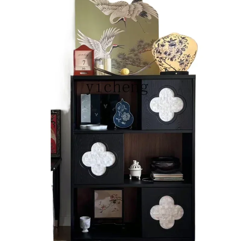 

Vintage Solid Wood Bookcase Narrow TV Side Cabinet Medieval Display Cabinet