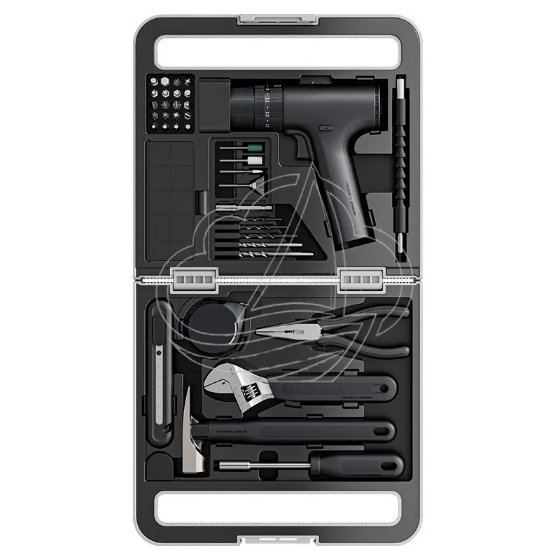 Household Tool Box Set with Electric Drill Multifunction Repair Tool Kit Portable Storage Case for Home DIY Maintenance Use