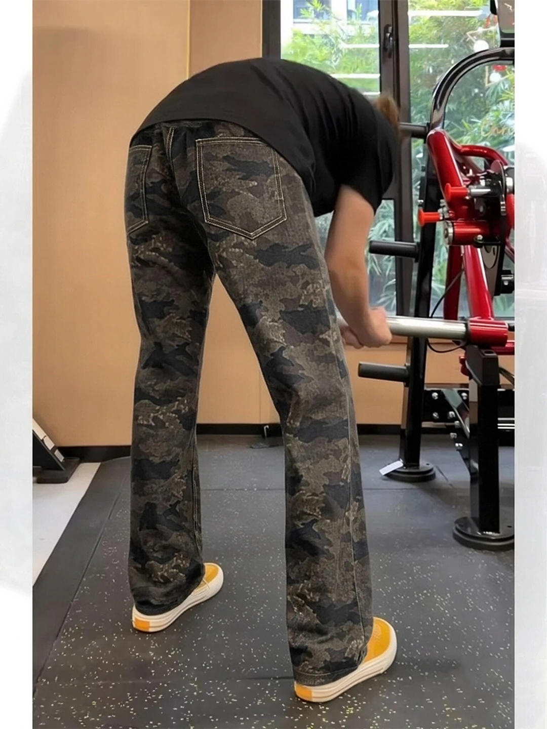 

American Vibe Camouflage Wide Leg Men's Jeans High Street Slim Fit Straight Workwear Trousers Spring Season Casual Wear