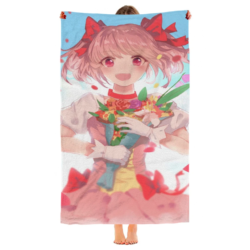 

Puella Magi Madoka Magica Beach Towel Poncho Bathing Towels Cover-ups Quick Dry Sand Free Yoga Spa Gym Pool