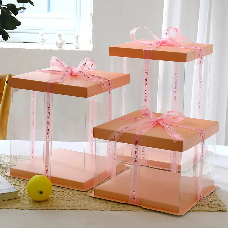 Transparent Plastic Cake Box Packaging Supplies Plastic Large Gifts Box Sweet Cupcake Wrapping Boxes Wedding Guest Gift 포장용품