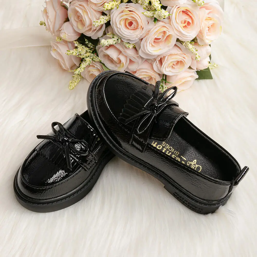 Spring Autumn Baby Girl Anti-slip Rubber Sole Casual Sneakers Children\'s Princess PU Breathable Fashion Walking Flat Shoes