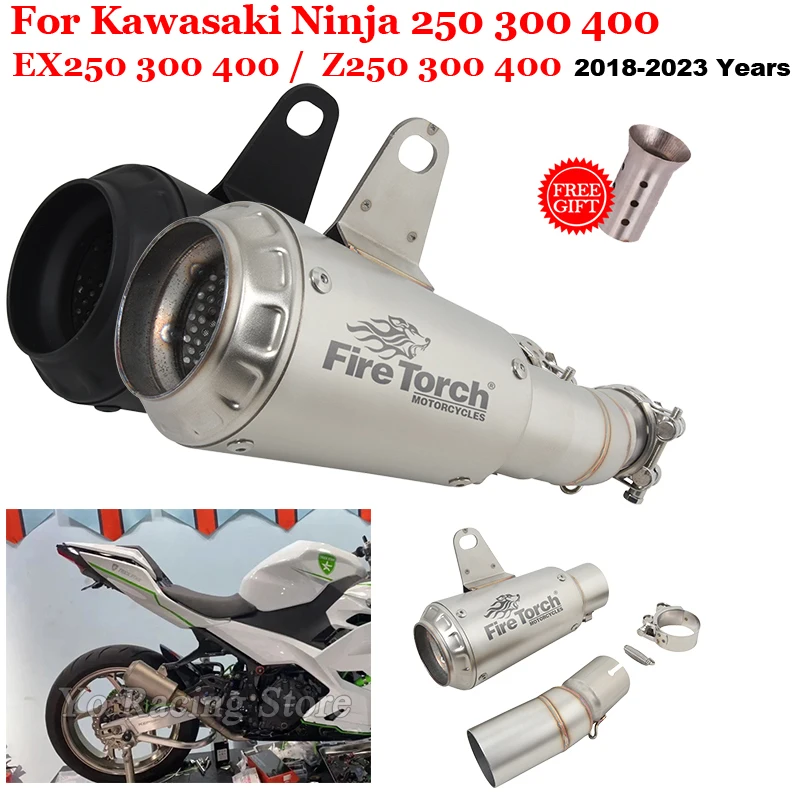 

For Kawasaki Ninja 250 300 400 Z250 Z300 Z400 EX250 EX300 EX400 Motorcycle Exhaust Escape DB Killer Modify Mid Link Pipe Muffler