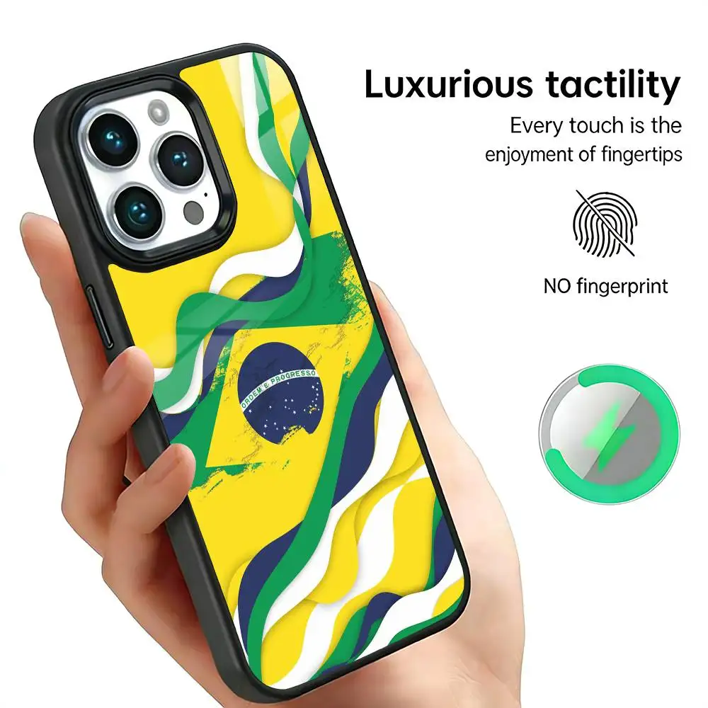 B-Brazil B-Brazilian Flag   Phone Case For iPhone17,16,15,14,13,12,11 Plus,Pro Max, New Magnetic Wireless Charging
