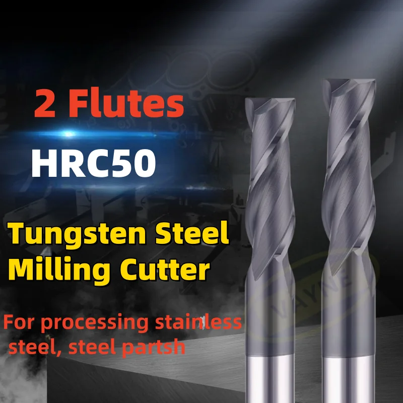 

1pcs 2 Flute HRC50 1 2 3 4 5 6 8 10 Carbide end mill Milling cutting Tools Tungsten Steel Cutter EndMills CNC machine end mills