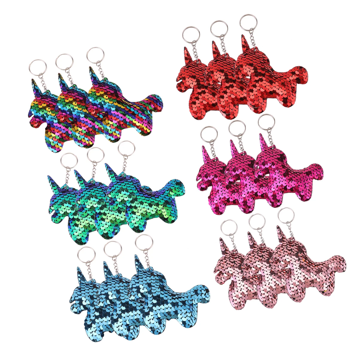 18Pcs Sequin Flip Unicorn Keychains, Colorful Sequins Keyring Charms For Backpacks, daily use Party Favors, For Birthday