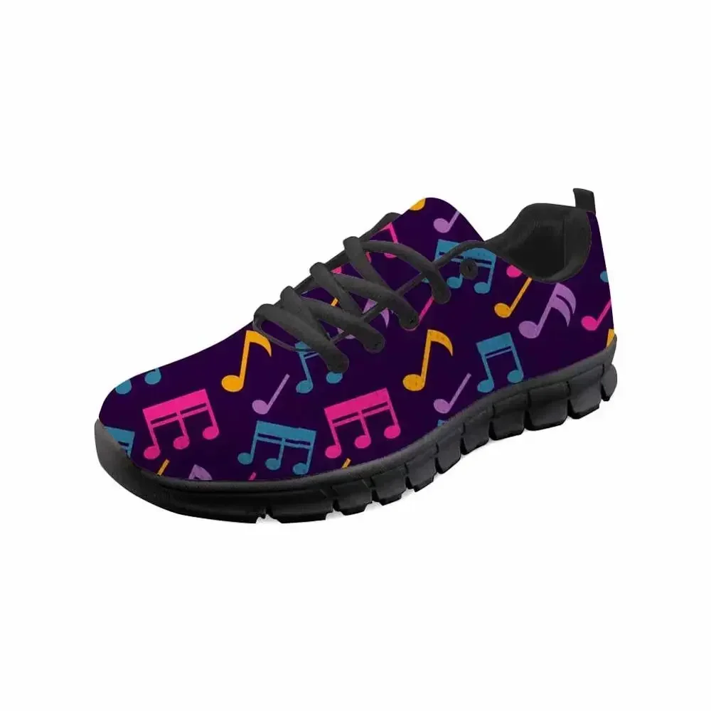 Classic Music Notes Print Mesh Sneakers For Men Casual Lace Up Vulcanized Shoes Breathable Male Mesh Sneakers