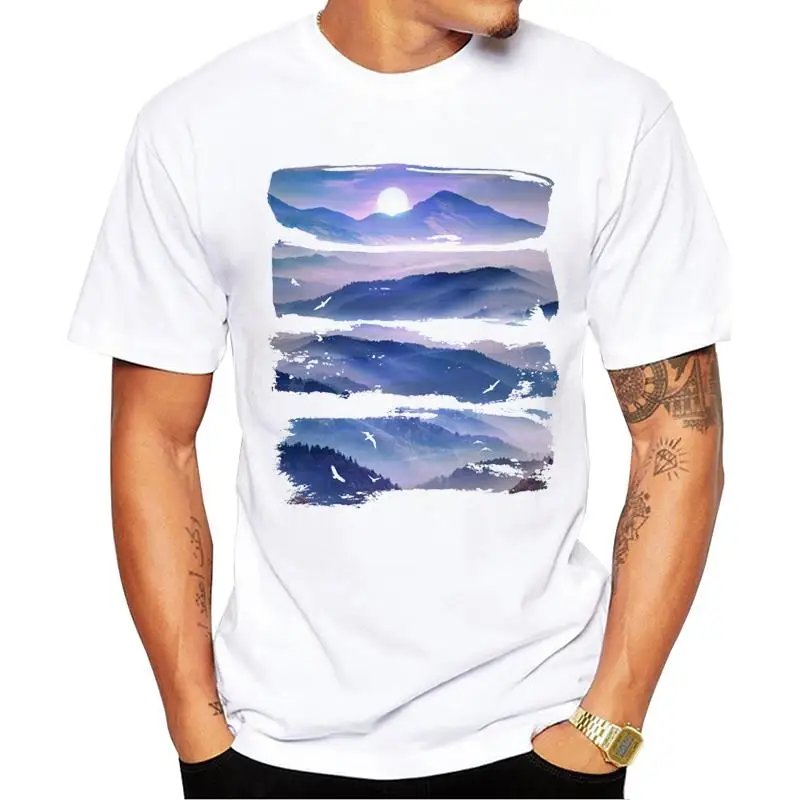 

FPACE Hot Sales Fashion Mountains Men T-Shirt UV Mountain Printed Hipster t shirts Short Sleeve Tee Casual Tshirts