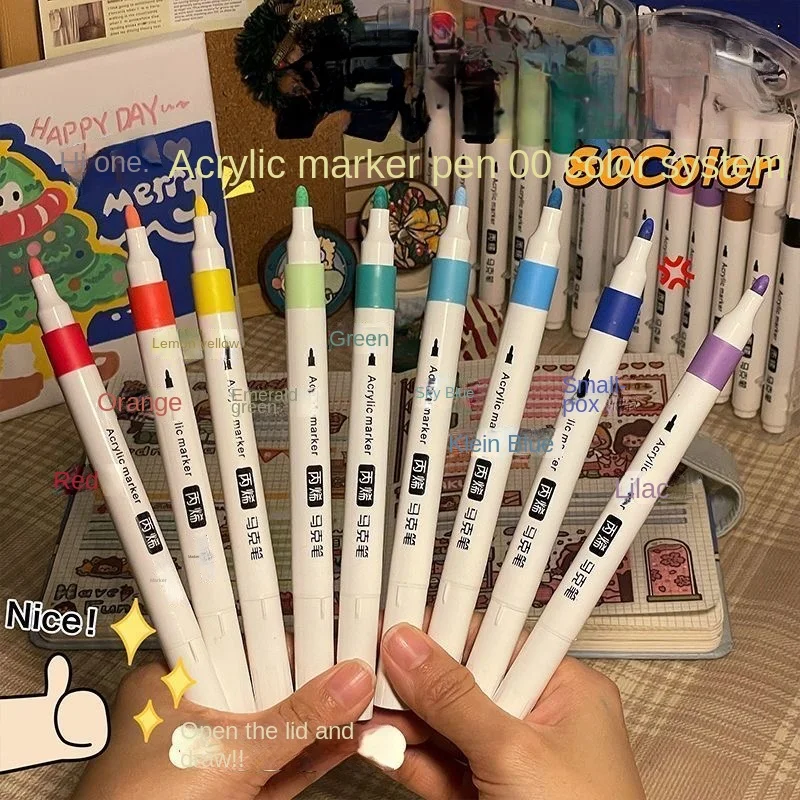 12/48/80 قطعة علامات ألوان أكريليك قلم رسم فني رسم يدوي لبطاقة الصخور الخشب الحجر الزجاج الأطفال اللوازم المدرسية