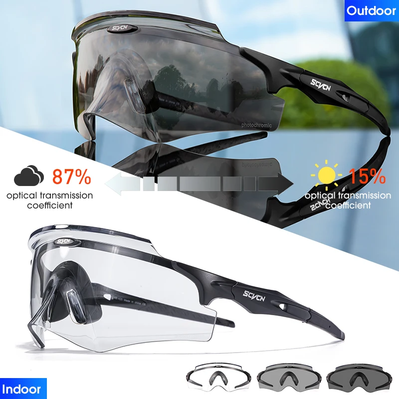 

Scvcn Photochromic Sunglasses Cycling Glasses Mountain Bike Sport Goggles Baseball Eyewear Bicycle Glasses Outdoor Running