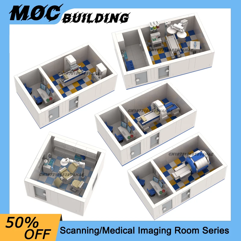 MOC Building Blocks Modular Hospital Scanner Room Medical Device Scene Model DIY Assembly Bricks Collection Toy Creative Gift