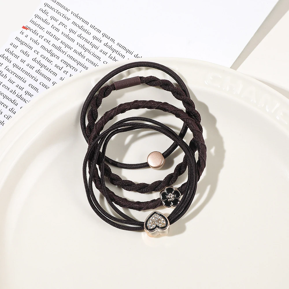 4 teile/satz Frauen Mädchen grundlegende Haar bänder einfache einfarbige elastische Stirnband Pferdes chwanz Halter Haar gummis Haarschmuck Ornamente – Detail 6