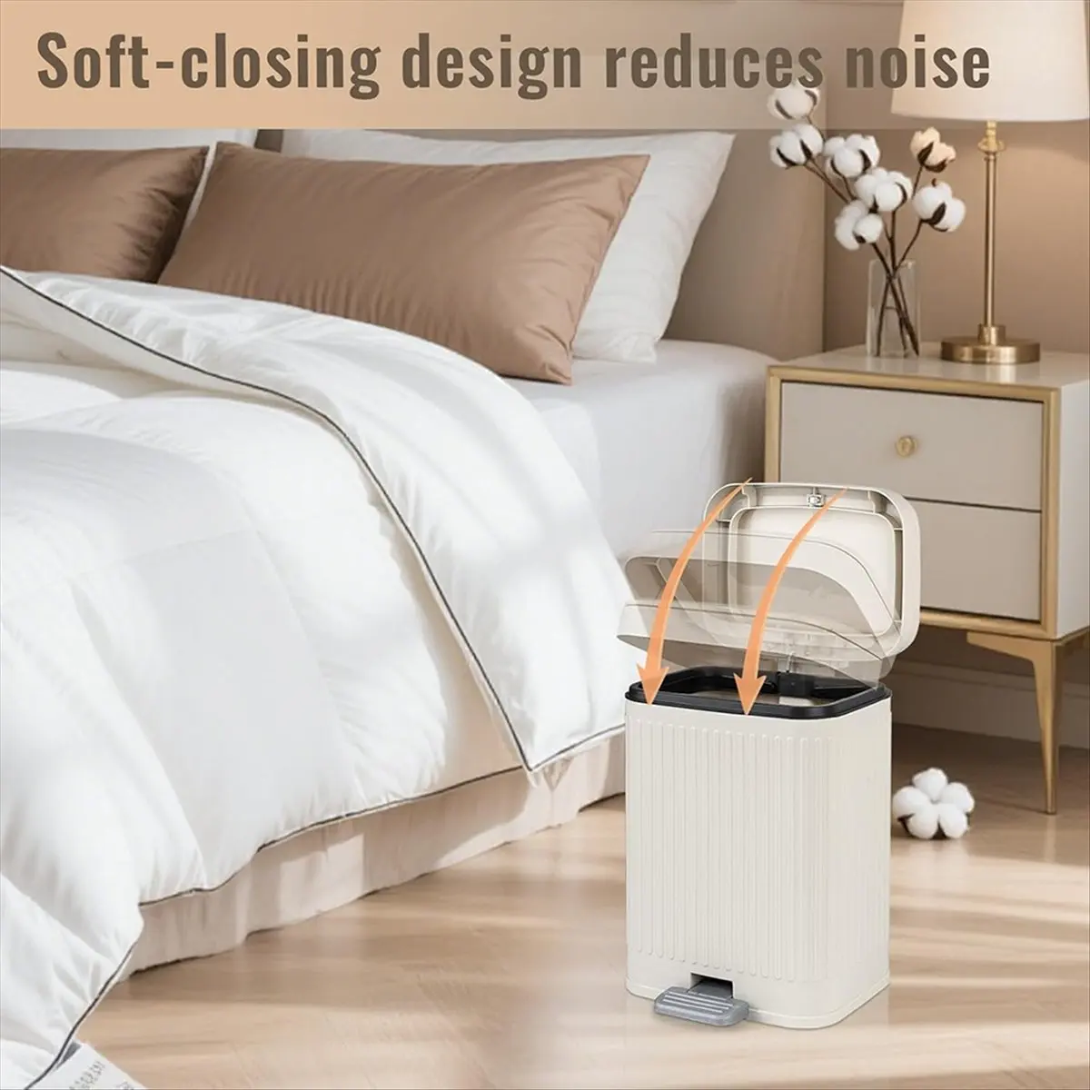 Small Bathroom Trash Can with Lid 2.1 Gallon Soft Close Step Slim Garbage Can Waste Bin for Office, Bedroom, Kitchen A
