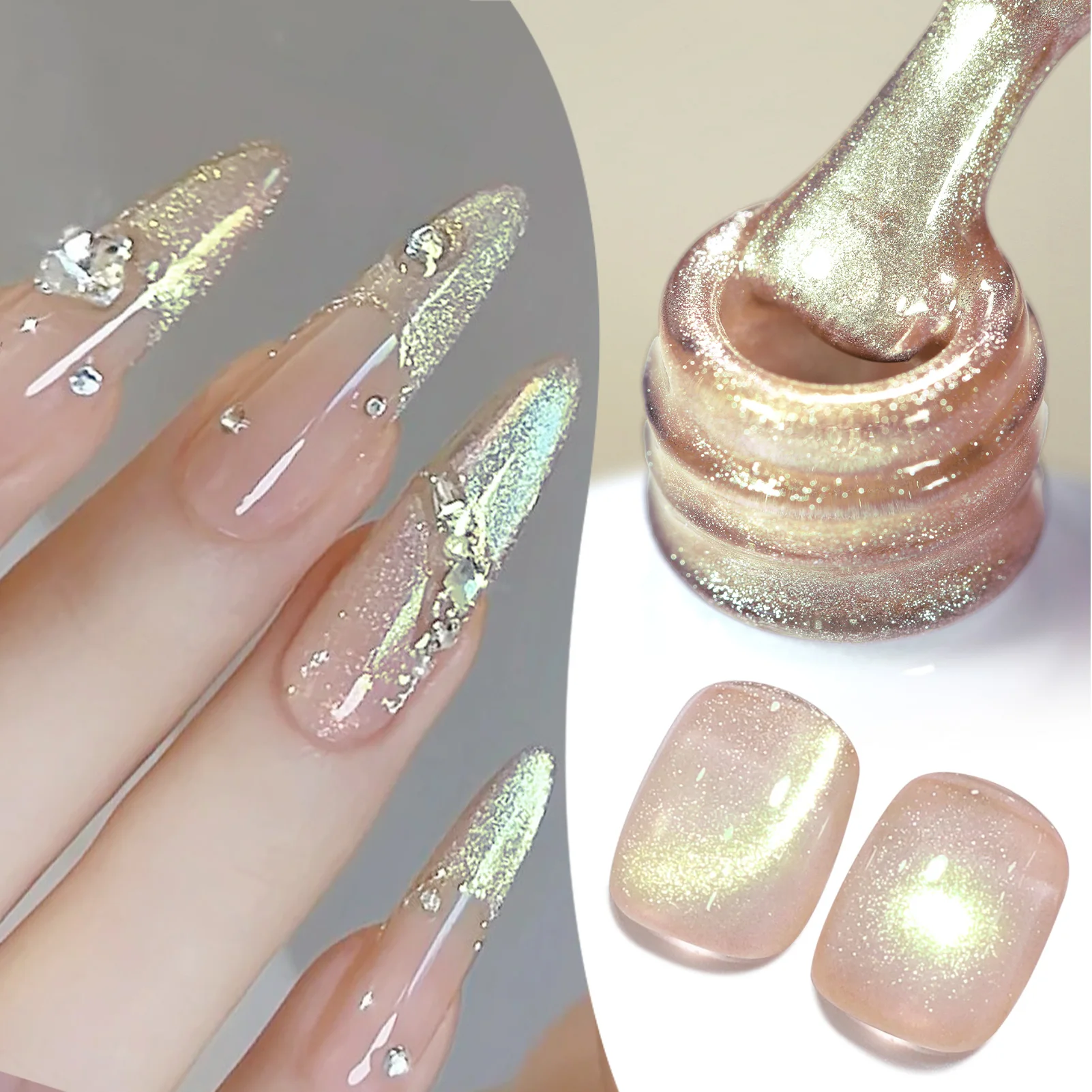 BORN PRETTY 10ml Gold Cat Magnetic Gel Ultra Shine Silver Gold Glitter Winter Jelly Color Soak Off UV LED Gel Nail Art Varnish