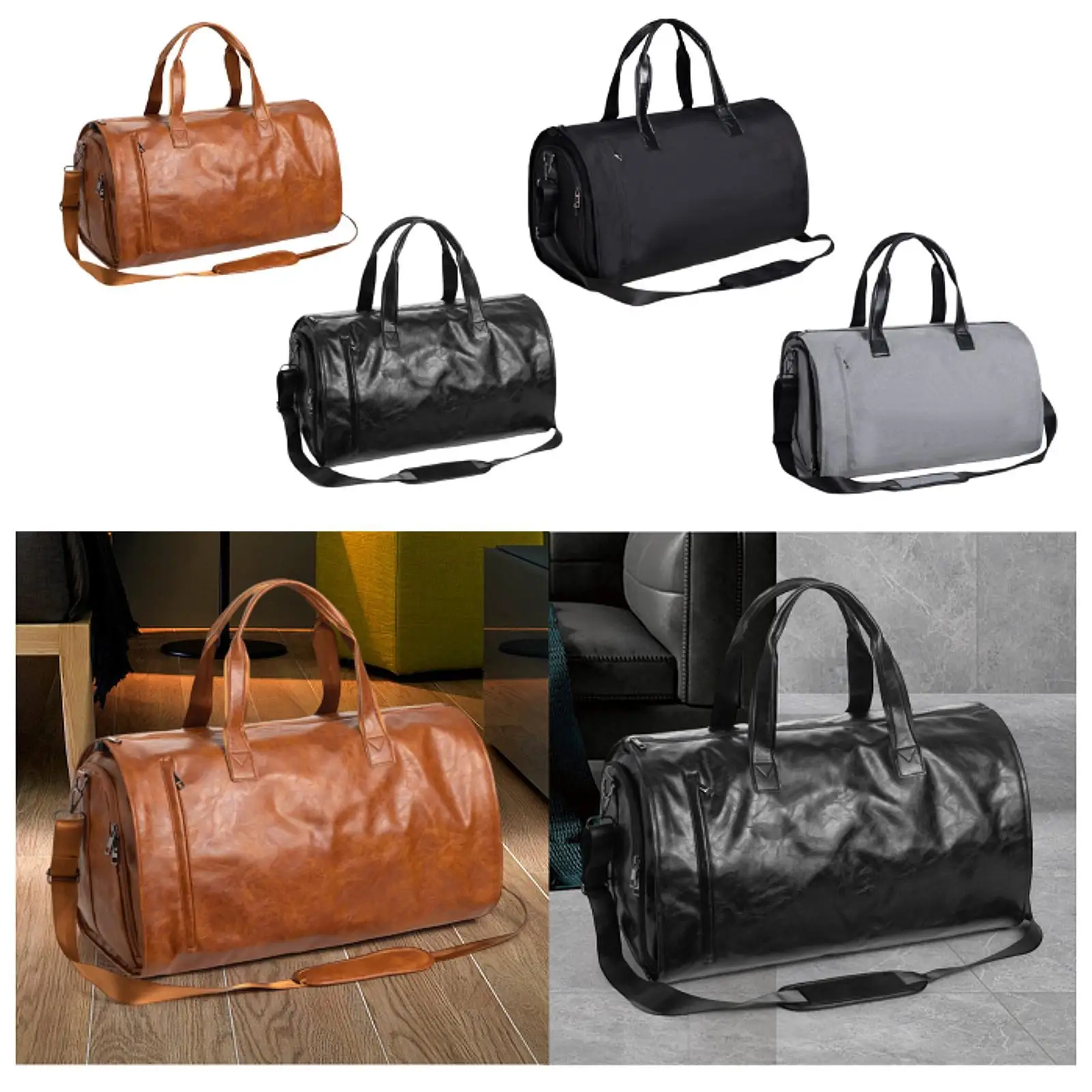 

Garment Duffel Bag with Shoe Compartment for Men Women Multipurpose Shoulder Handbag Tote Travel Garment Bag Adjustable Strap