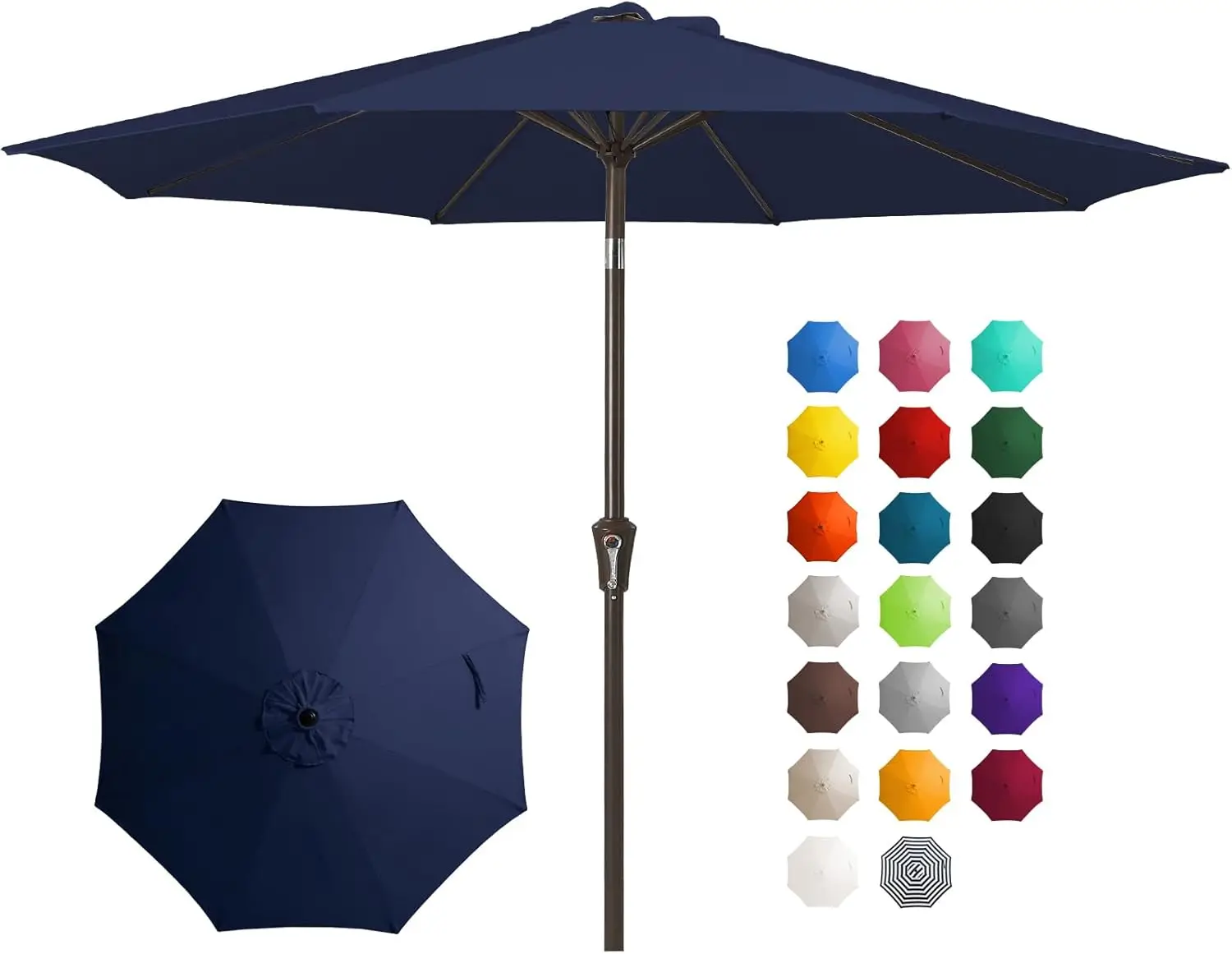 

10FT Outdoor Patio Umbrella with Push Button Tilt and Crank, 8 Sturdy Ribs UV Protection Waterproof for Pool, Garden (Navy)