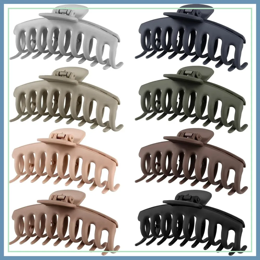 

Large Hair Claw Clips for Women – Strong Hold, Non-Slip, 4.33 Inch, Set of 8