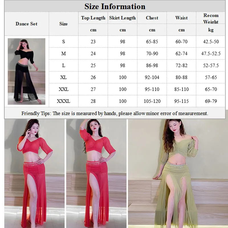 Women Belly Dance Crop Top Skirt Costume Adult Oriental Bellydance Set Lady Stage Performance Practice Clothes Class Lesson Wear