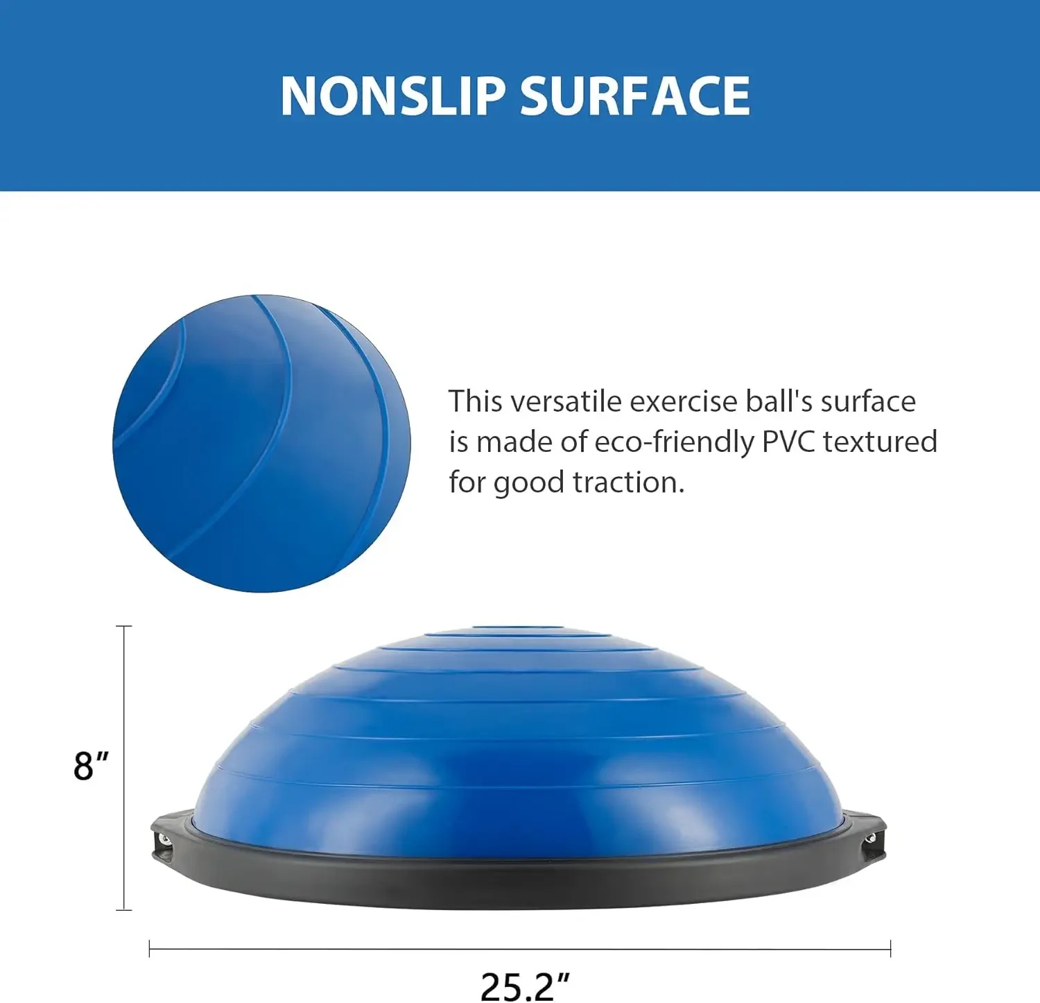 Demi-ballon d'exercice gonflable Bloody lb, planche oscillante, entraîneur d'équilibre, base non aldée, 2 bandes, pompe, balle supplémentaire incluse, 25 po