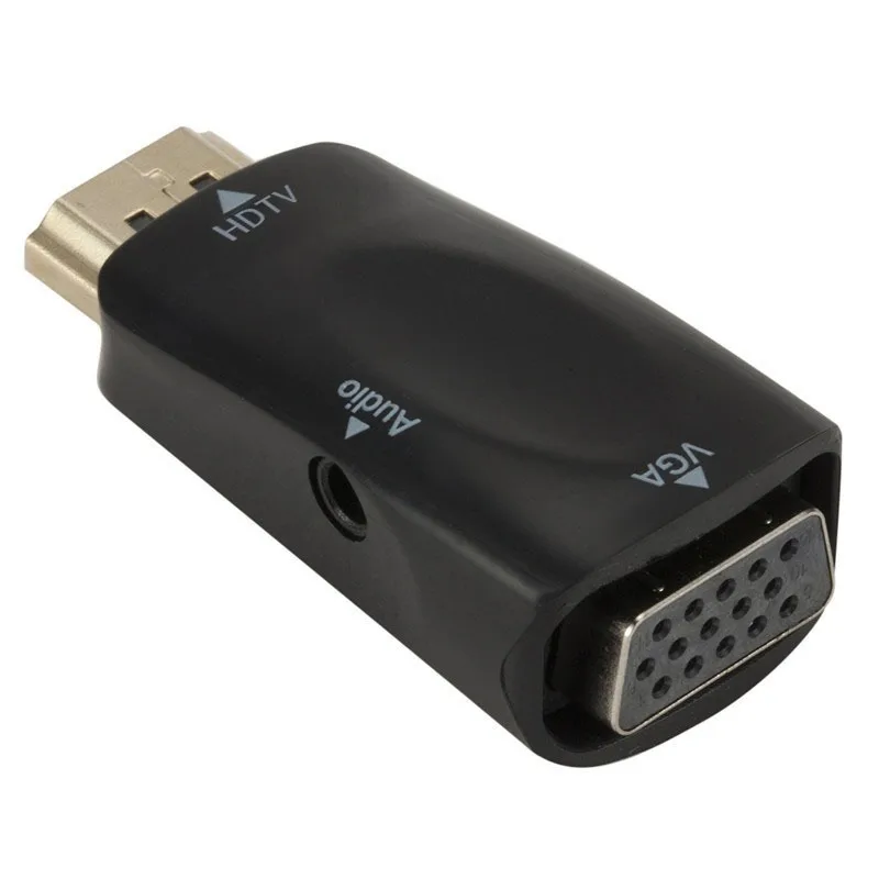 Konverter kabel VGA, kompatibel dengan HDMI, konverter kabel Audio 1080P, colokan Audio 3.5mm untuk PC, Laptop, TV, tampilan komputer