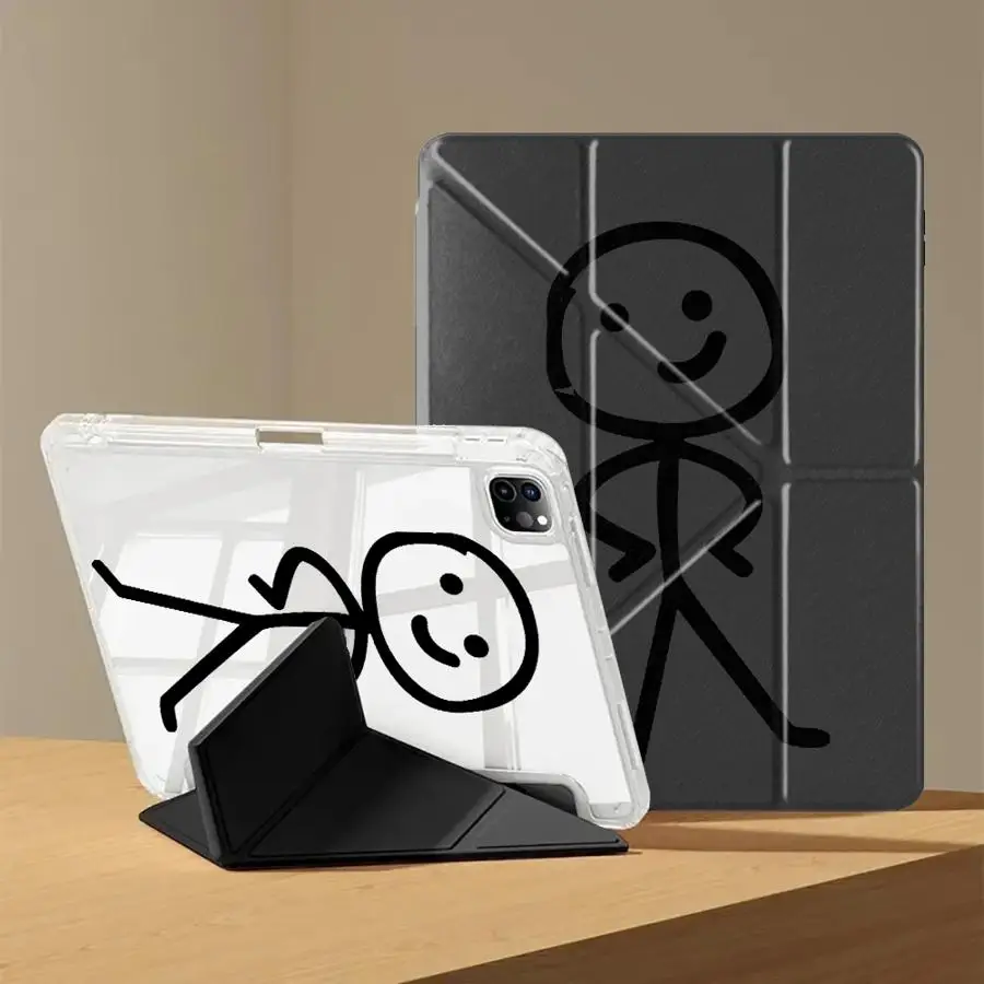 

Cute Art Stick Figures Y-Fold Holder Cover Tablet Case For iPad Pro 2025 Mini 6 7 Air 4 5 M3 M2 1 2 M4 11inch Pro 11th 10th 9th
