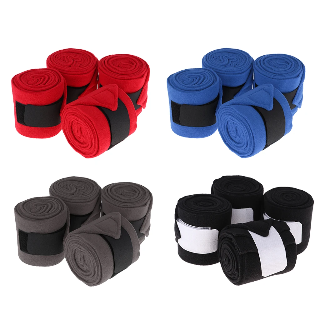 4 Pcs Soft Fleece Horse Leg Wraps Bandage Bracer Leg Protection Wraps Polo Bandage Horse Care Grooming Equestrian Equipment