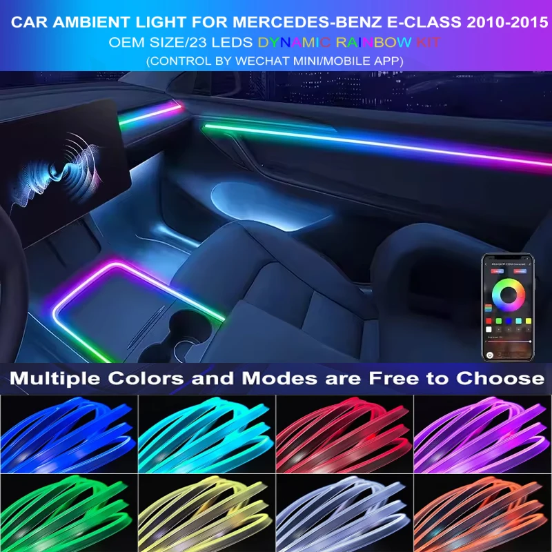 23 in 1 Car Interior Symphony Ambient Light for Mercedes-Benz 10-15 E-Class Dynamic Rainbow Decoration Atmosphere Lamp Lighting