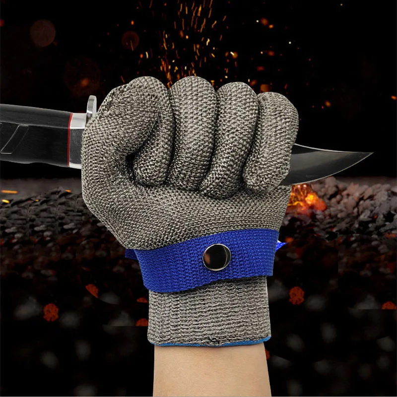 Anti-Cutting Gloves Level 5 Safety Anti-Knife Cutting Wire Gloves unisex Adjustable Butcher Food Processing Metal Iron Gloves