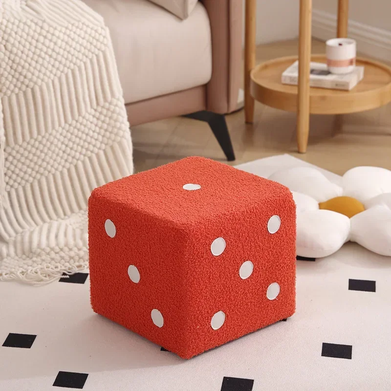 Colorful Plush Dice Shoe Changing Stool Household Sofa Footrest Living Room Chair for Entrance Hallway Home Decoration Ottoman