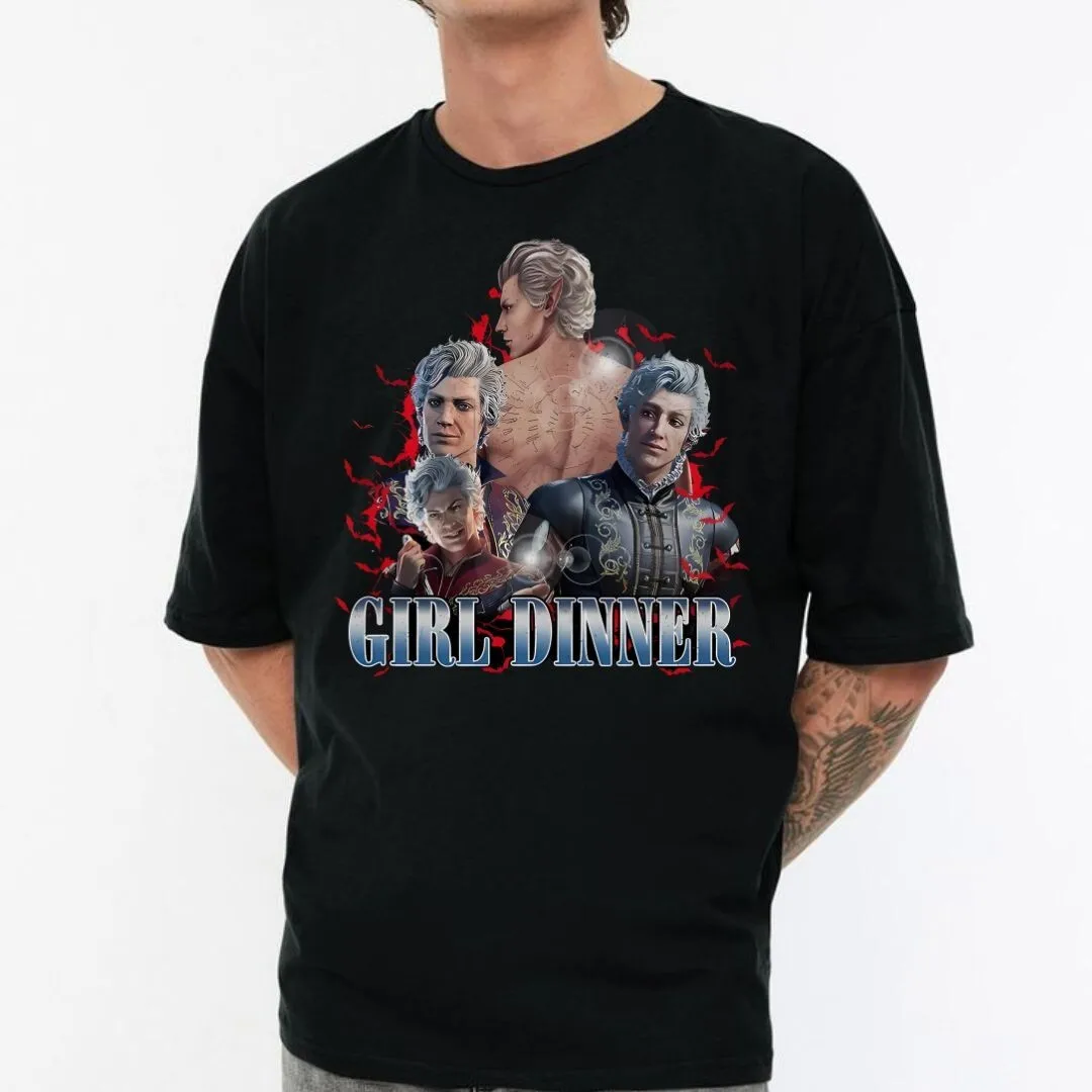 Astarion Baldurs بوابة 3 فتاة عشاء تي شيرت تقليدي امرأة رجل الصيف موضة عادية القطن الجرافيك تي شيرت الشارع الشهير بلايز المحملة
