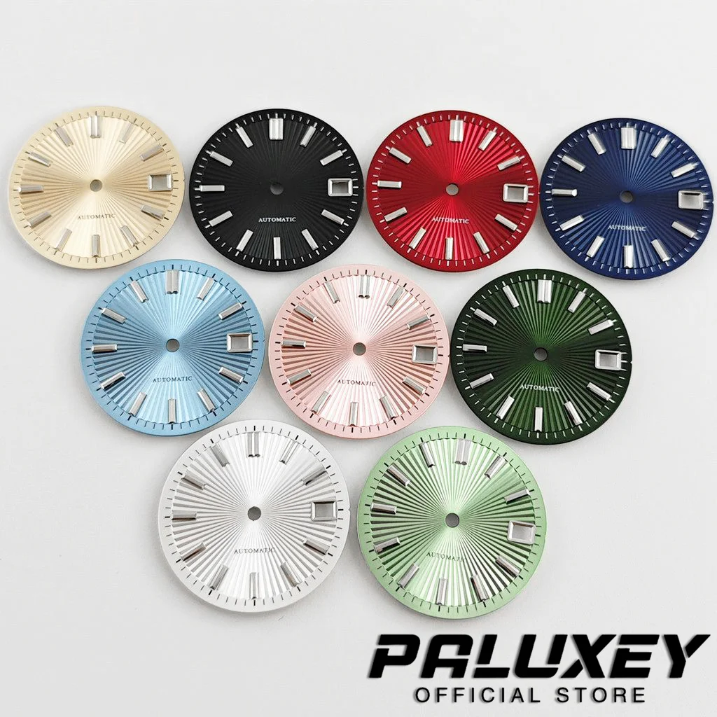 GS Style 29mm Multi‑Color Sunburst Watch Dial Luminous Index 3H Date Window Replacement Face For NH35 NH36 NH38 Mechanical Watch