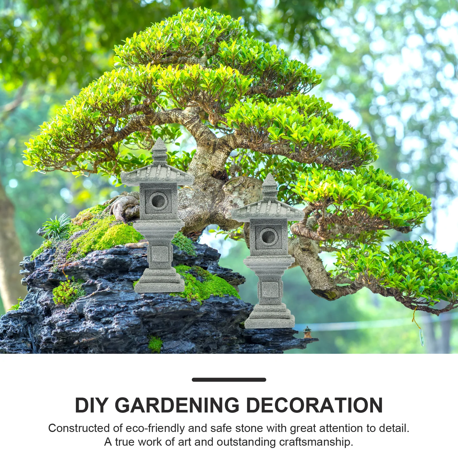 

Simulated Landscape Wenchang Tower Stone Pavilion Zen Style Home Decor Miniature Craft Garden Decoration Bonsai Accessory Eco