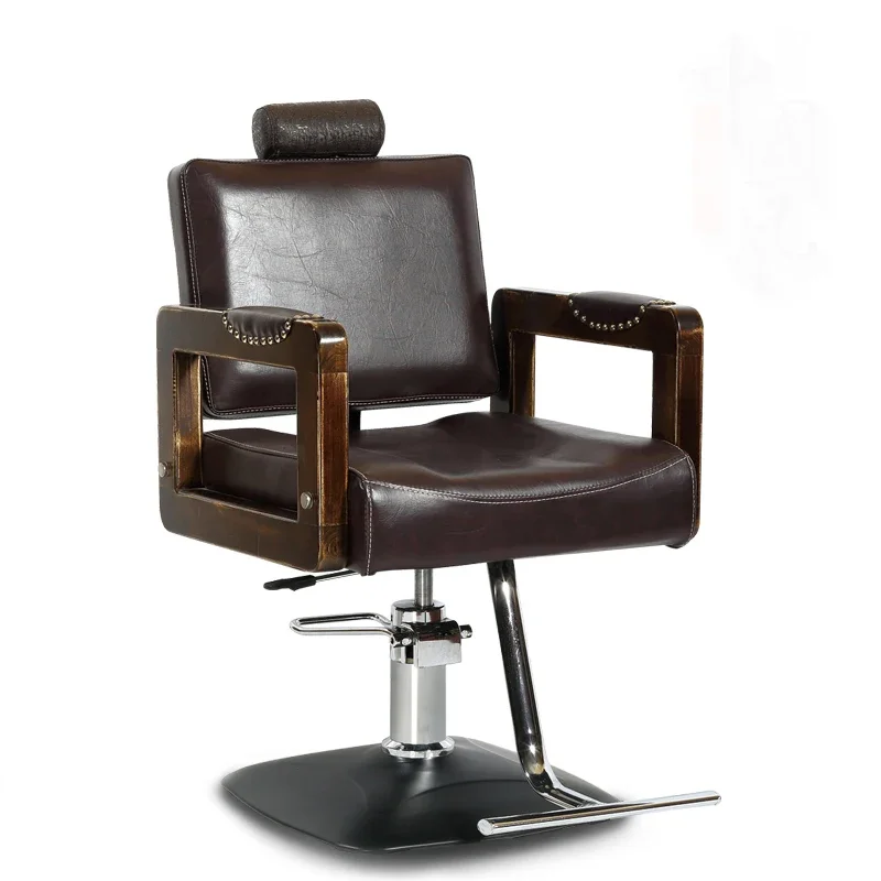 

Pedicure Retro Lounge Chairs Solid Wood Iron Lifting Rotation Barber Chair Salon Stool Cadeiras Salon Furniture Hairdresser