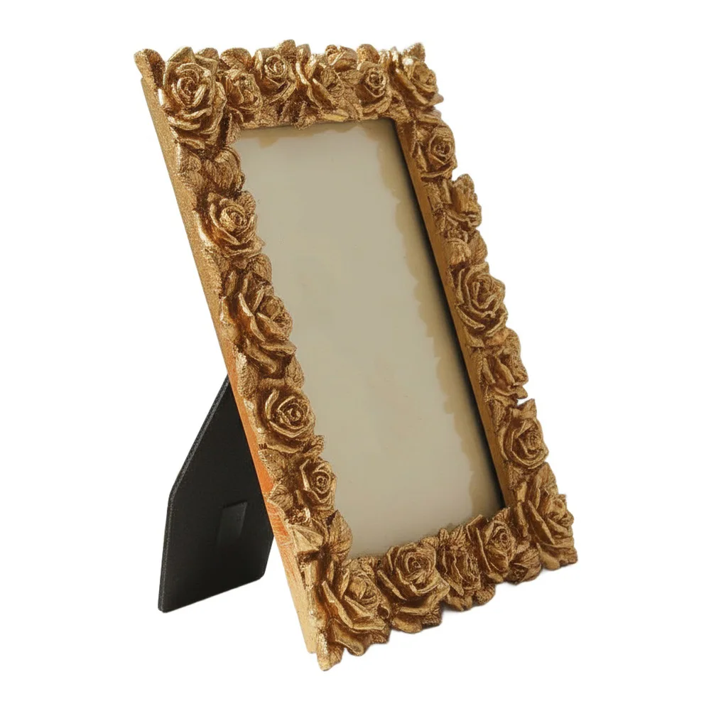Resin vintage gold photo frame for 5 6 7 inch photos desktop decoration stylish addition to personal or professional settings