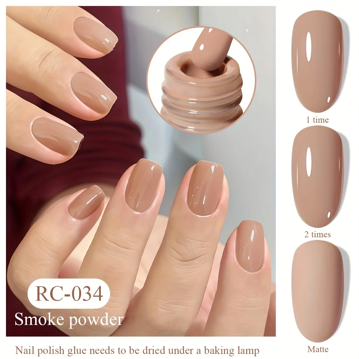 Botella romana de polvo de humo RC-034 gel de esmalte de uñas rosa nude moda led brillo brillo moda gel de uñas de color sólido